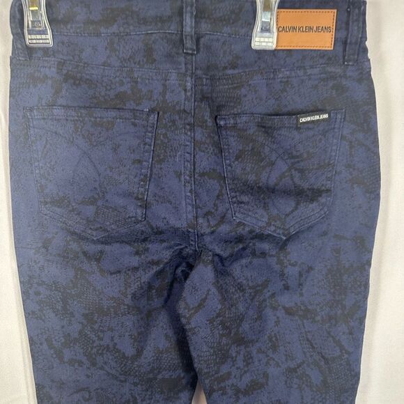NWT Calvin Klein Women’s Blue Snakeskin Print High Rise Skinny Denim Jeans 27 - Picture 10 of 11